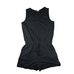 Amazon Essentials Womens Black Sleeveless V-Neck French Terry Romper Size M